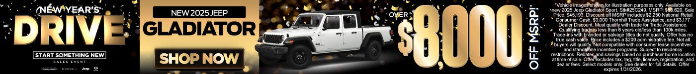 New 2025 Jeep Gladiator Over $8,000 Off MSRP!*