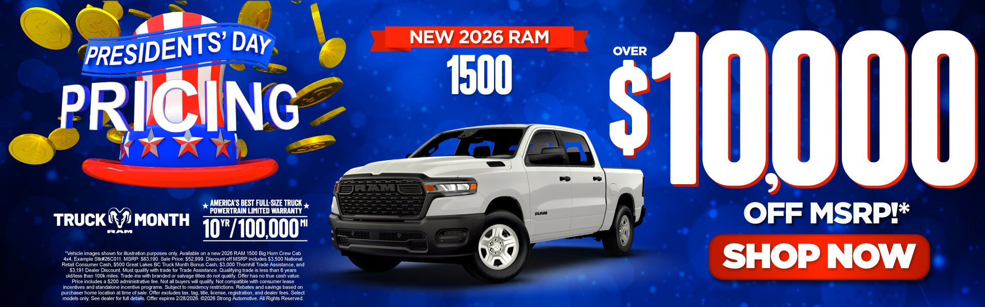 New 2026 RAM 1500	Over $10,000 Off MSRP!*