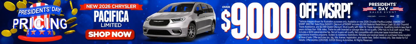 New 2026 Chrysler Pacifica Limited	Over $9,000 Off MSRP!*