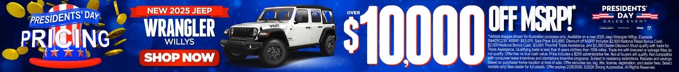 New 2025 Jeep Wrangler Willys	Over $10,000 Off MSRP!*