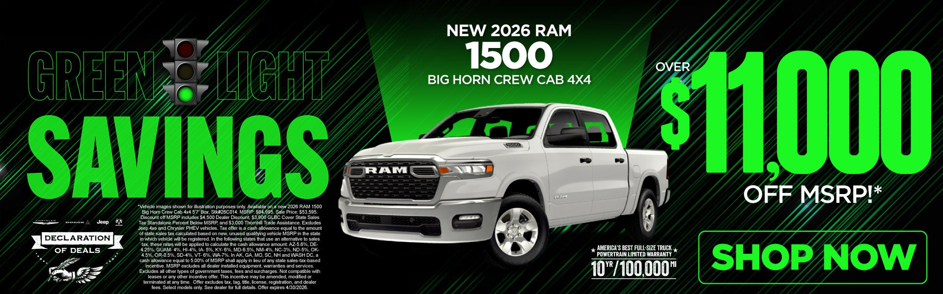 New 2026 RAM 1500 Big Horn Crew Cab 4x4	Over $11,000 Off MSR