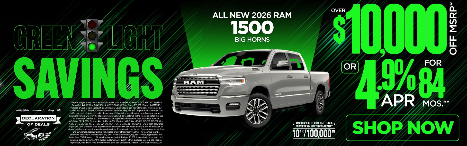 All New 2026 RAM 1500 Big Horns	"Over $10,000 Off MSRP* OR 4