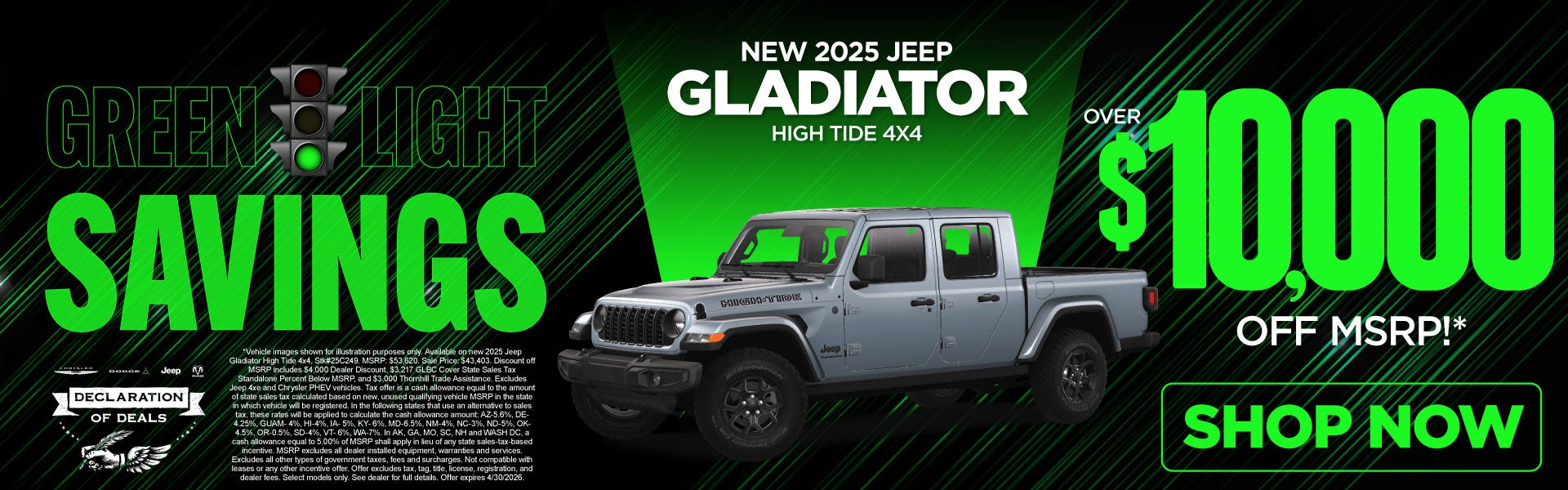 New 2025 Jeep Gladiator High Tide 4x4	Over $10,000 Off MSRP!