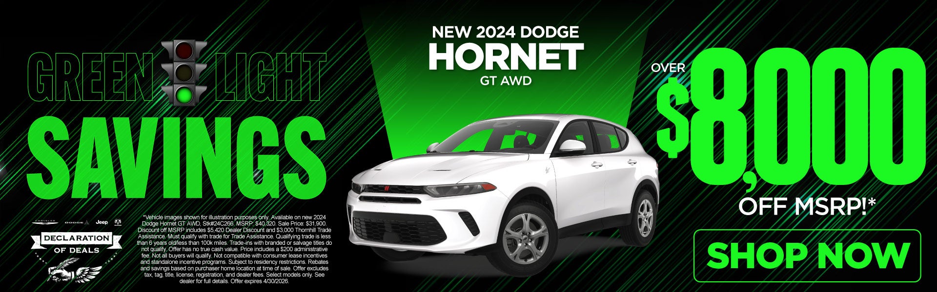 New 2024 Dodge Hornet GT AWD	Over $8,000 Off MSRP!*