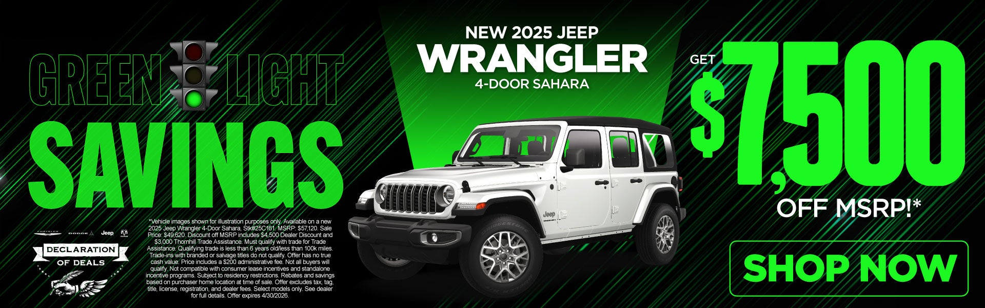 New 2025 Jeep Wrangler 4-Door Sahara	Get $7,500 Off MSRP!*