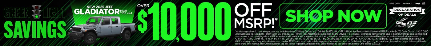 New 2025 Jeep Gladiator High Tide 4x4	Over $10,000 Off MSRP!*