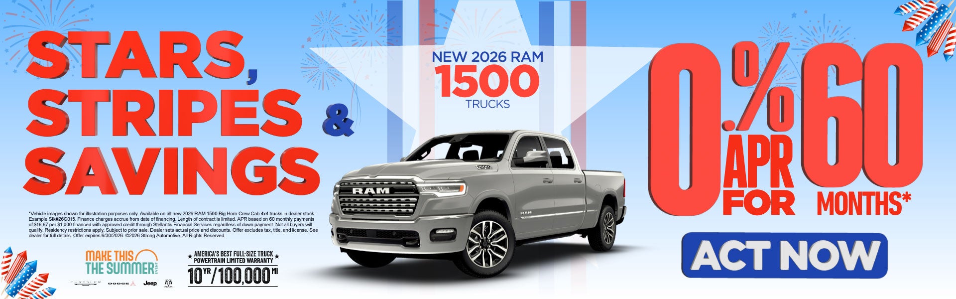 New 2026 RAM 1500 Trucks	0% APR for 60 months*