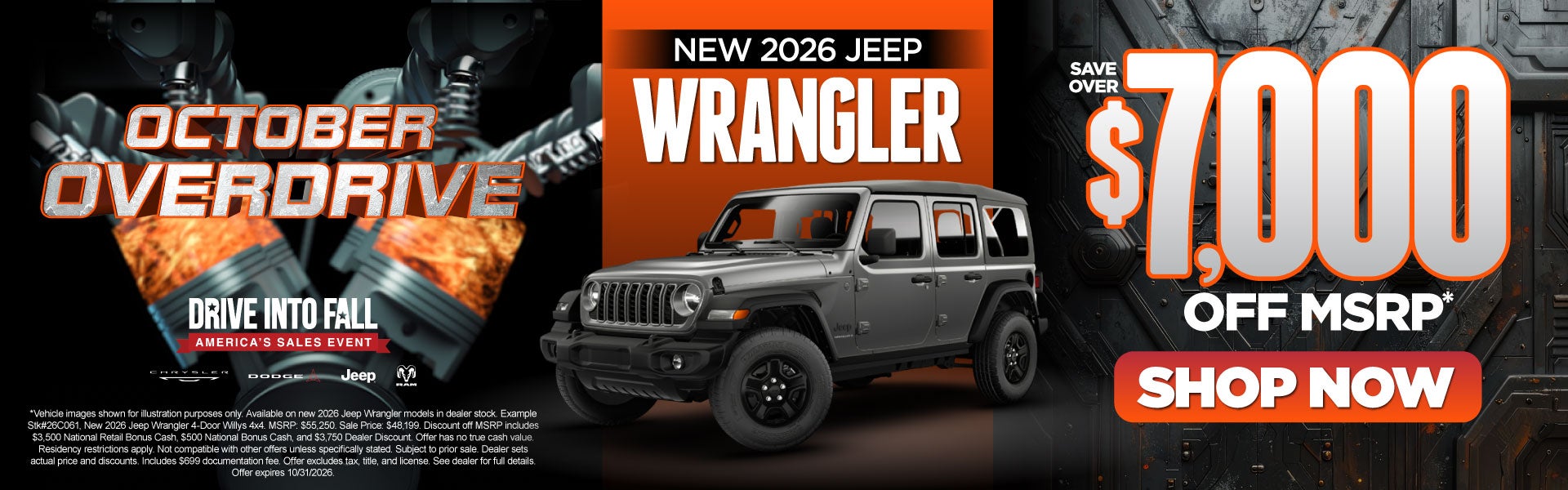 New 2026 Jeep Wrangler	Save Over $7,000 Off MSRP*